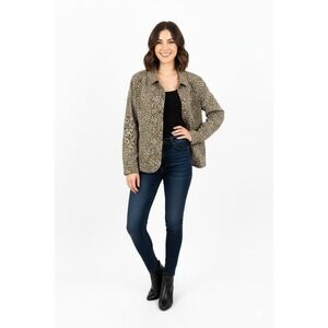 Live A Little . Animal Print Blazer Jacket XL Leopard Print Cotton Blend